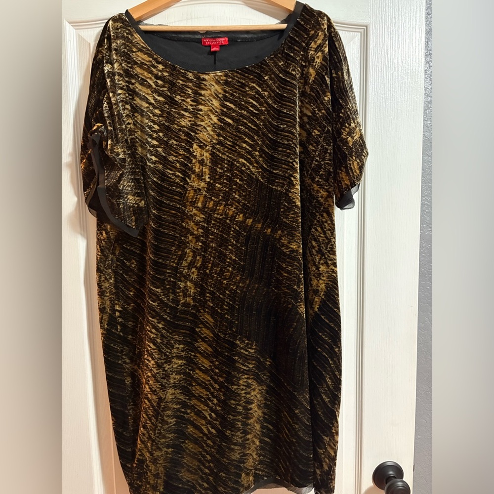 New York & Company Collection Animal Print Velour Dress Size XL